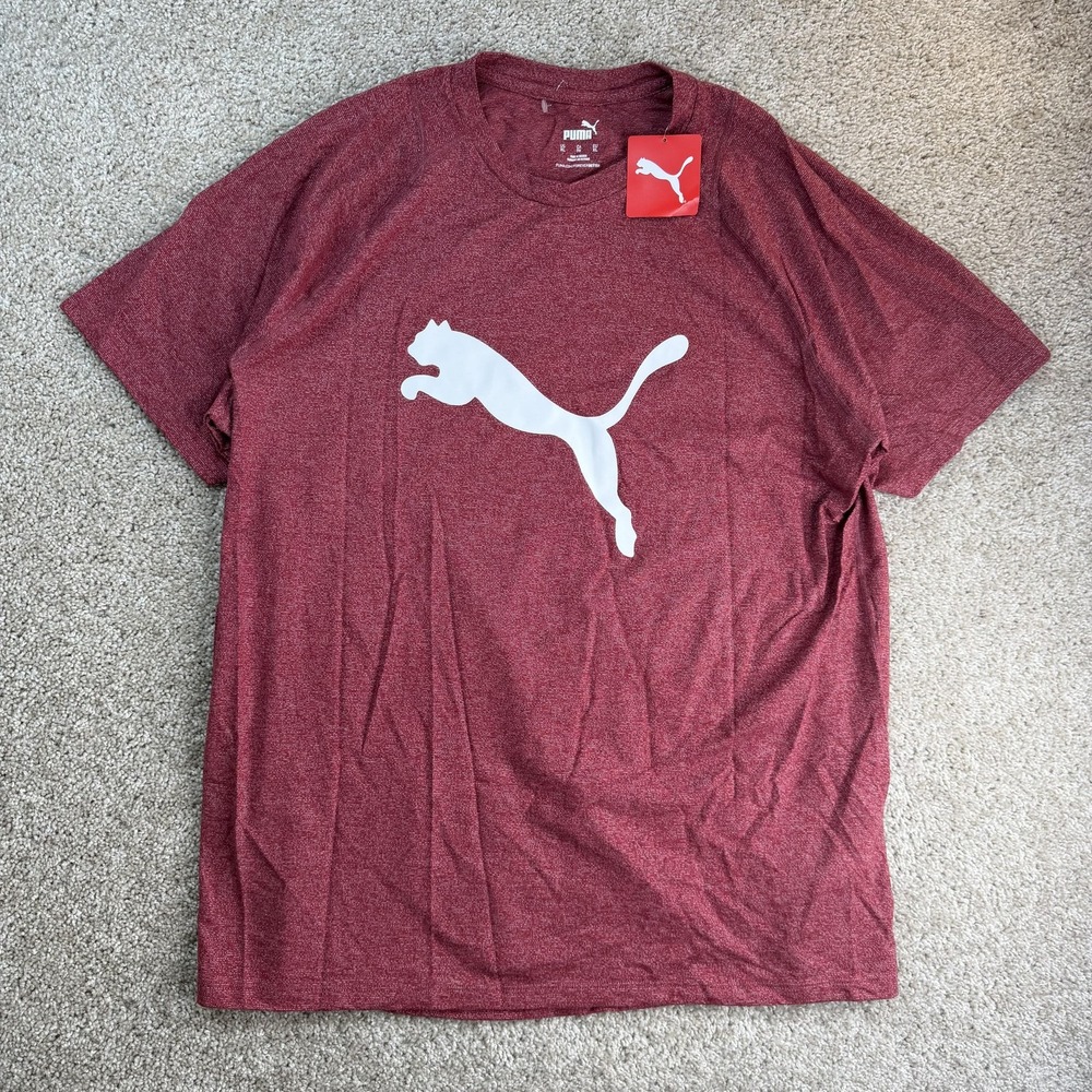 Puma Shirt Mens XL Red Heather Big Cat Logo Graphic Tee T-Shirt Athletic Sports